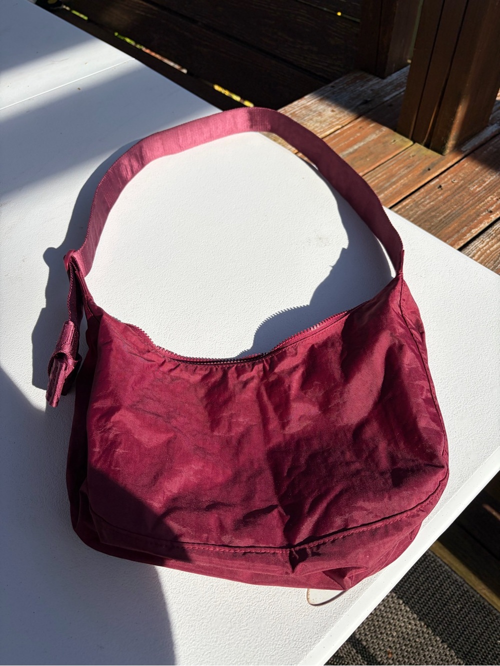 BAGGU Medium Crescent Bag in Oxblood